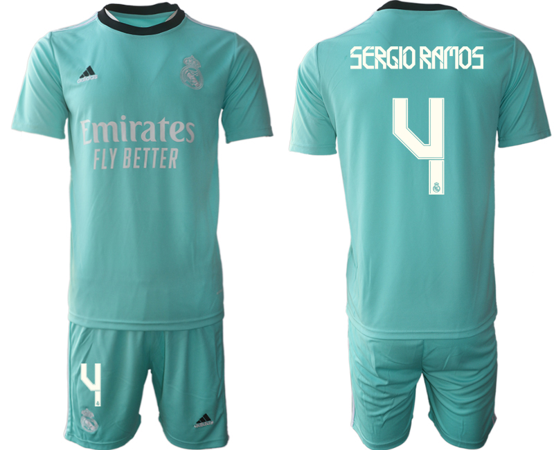 Men 2021-2022 Club Real Madrid second away Light blue #4 Soccer Jersey